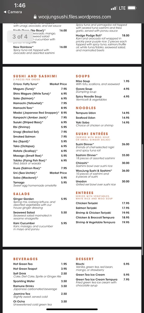 Menu Woojung Byob Restaurant And Sushi Bar-10