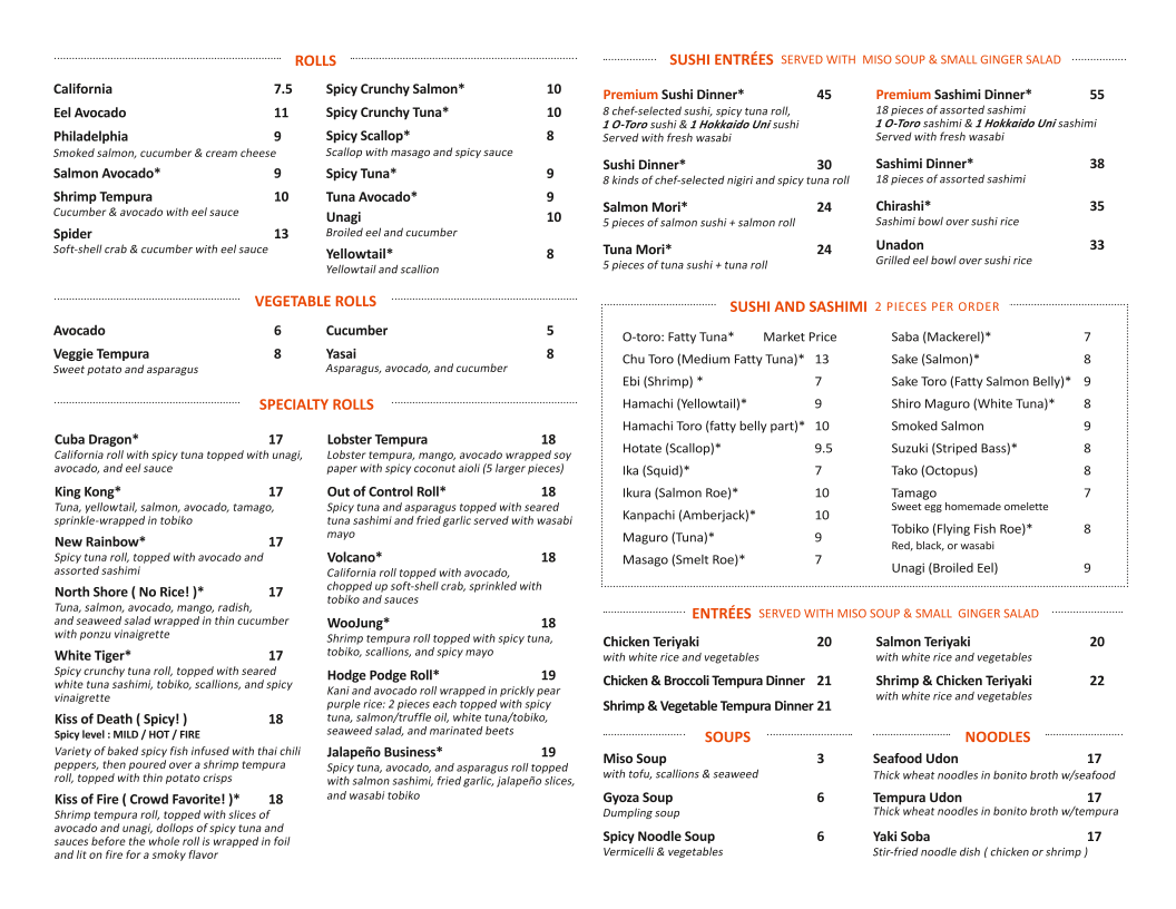 Menu Woojung Byob Restaurant And Sushi Bar-2